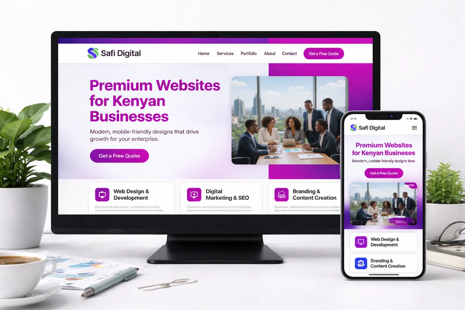 Premia Web Design Kenya - Custom Website Illustration